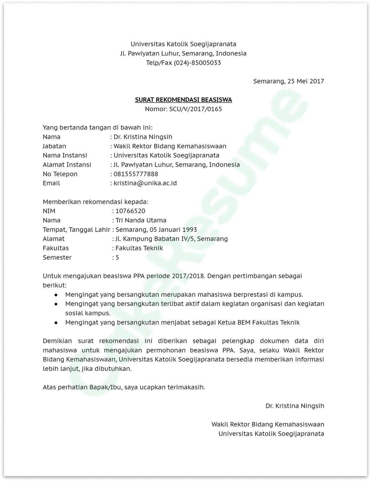 Contoh Surat Rekomendasi Beasiswa: Panduan Lengkap Untuk Meningkatkan ...