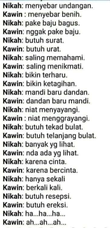 Perbedaan Nikah Dan Kawin - Versus Beda